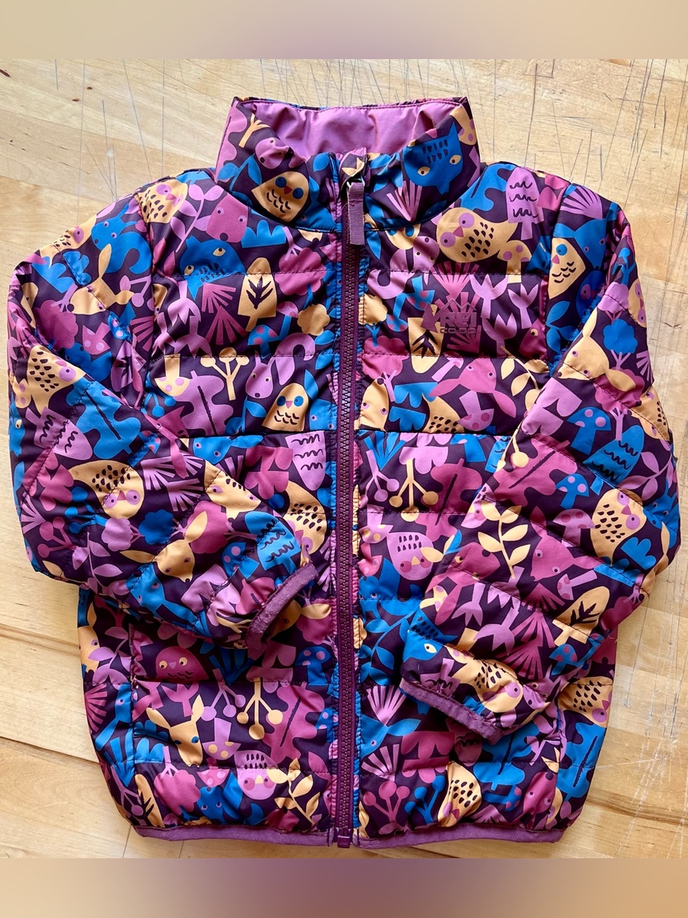 REI Co-op Reversible Down Puffer Jacket 4T Woodland Pink